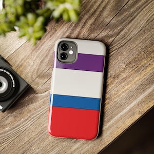 Abstract Racing Stripe Phone Case, Light Blue Violet Red Geometric Cover (Bavarian Three), Retro Motorsport Gift image 7
