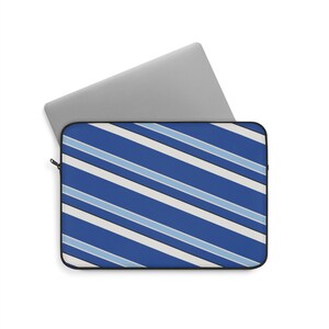 Abstract Racing Stripe Laptop Sleeve, French Racing Blue Bone Geometric Laptop Case (Reims Blue), Gift for Car Lovers image 6