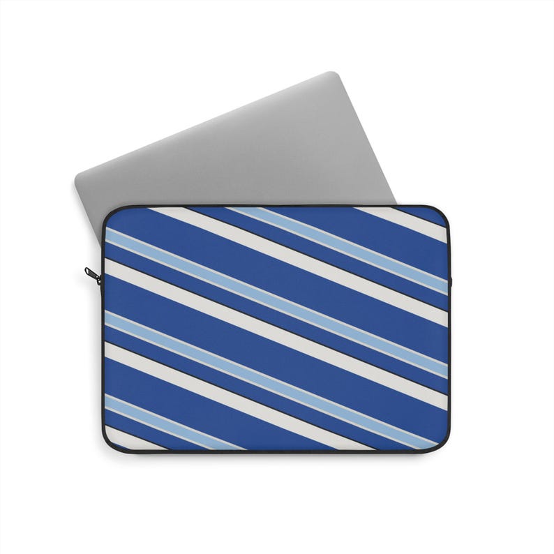 Abstract Racing Stripe Laptop Sleeve, French Racing Blue Bone Geometric Laptop Case (Reims Blue), Gift for Car Lovers image 6
