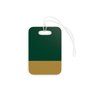 Abstract Racing Stripe Luggage Tag, British Racing Green Brass Geometric Bag Tag (Brooklands Green), Travel Gift for Him image 3