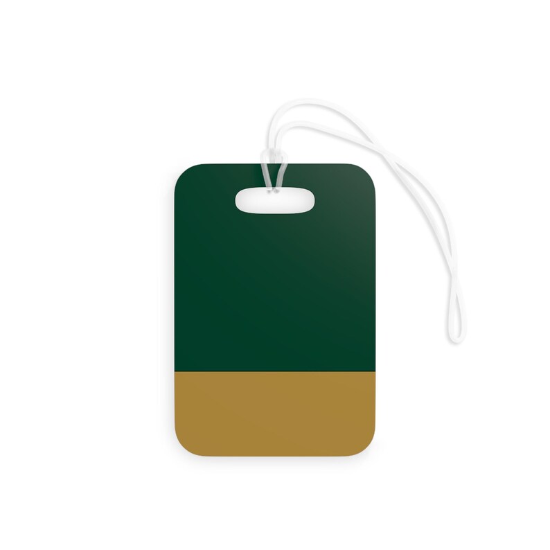 Abstract Racing Stripe Luggage Tag, British Racing Green Brass Geometric Bag Tag (Brooklands Green), Travel Gift for Him image 3