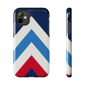 Abstract Racing Stripe Phone Case, Navy Azure Signal Red Geometric Cover (Riviera Stripe), Retro Motorsport Gift image 2