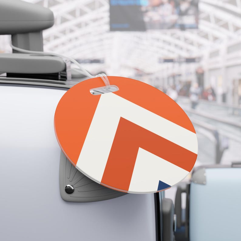 Abstract Racing Stripe Luggage Tag, Orange Deep Blue Geometric Bag Tag (Zandvoort Orange), Travel Gift for Him image 9