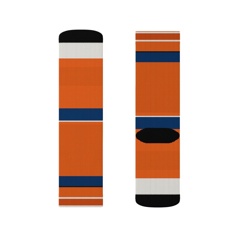 Socken mit abstraktem Rennstreifen, orange-dunkelblaue Socken mit originellem Design (Zandvoort Orange), Motorsport-Geschenk für ihn Bild 13