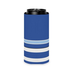 Abstract Racing Stripe Can Cooler, French Racing Blue Bone Geometric Can Insulator (Reims Blue), Motorsport Gift image 8