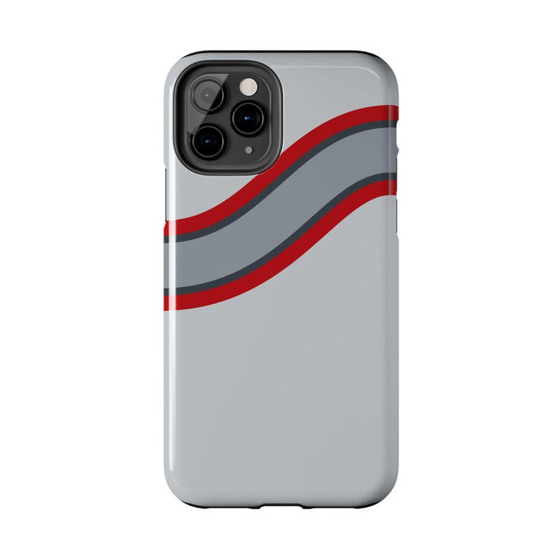 Coque de téléphone à rayures abstraites, motif géométrique argent et rouge (Avus Silver), cadeau rétro sport automobile image 9