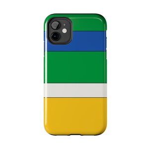 Abstract Racing Stripe Phone Case, Green Yellow Blue Geometric Cover (Enstone ’92), Retro Motorsport Gift image 2