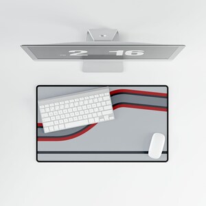 Abstract Racing Stripe Desk Mat, Silver Racing Red Geometric Desk Pad (Avus Silver), Gift for Car Lovers Bild 13