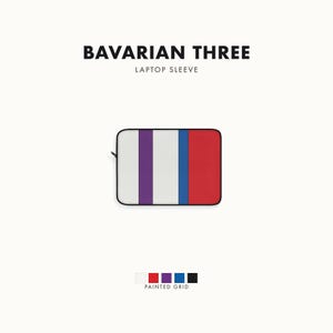 Housse pour ordinateur portable à rayures de course abstraites, étui géométrique bleu clair, violet et rouge (Bavarian Three), cadeau pour les passionnés de voitures image 1