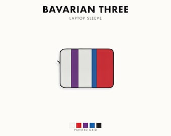 Abstract Racing Stripe Laptop Sleeve, Light Blue Violet Red Geometric Laptop Case (Bavarian Three), Gift for Car Lovers