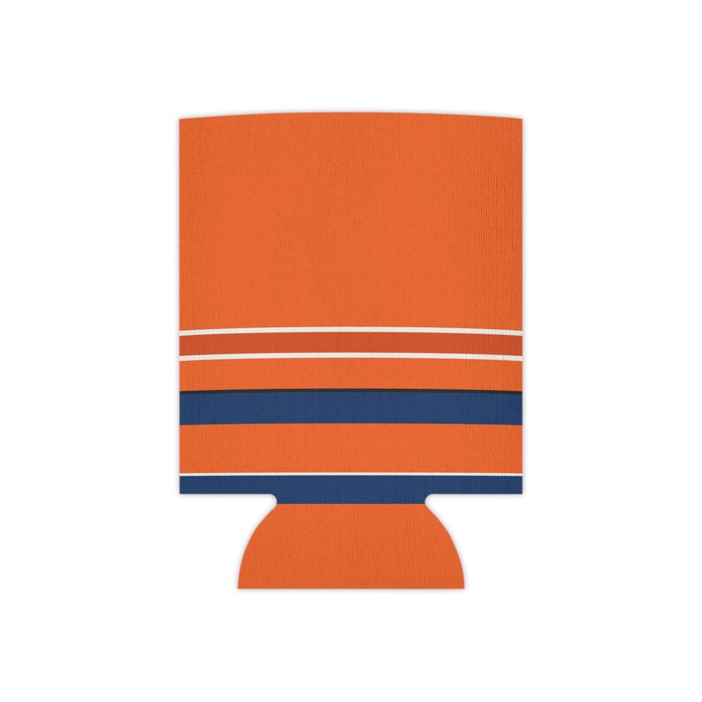 Abstract Racing Stripe Can Cooler, Orange Deep Blue Geometric Can Insulator (Zandvoort Orange), Motorsport Gift image 2