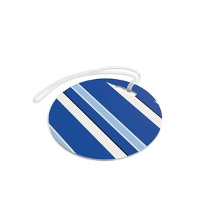 Abstract Racing Stripe Luggage Tag, French Racing Blue Bone Geometric Bag Tag (Reims Blue), Travel Gift for Him image 8