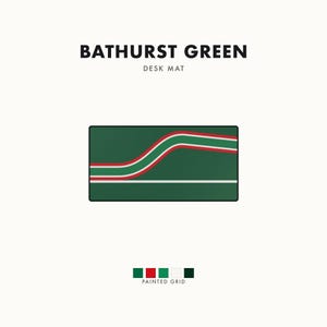 Abstract Racing Stripe Desk Mat, Green White Red Geometric Desk Pad (Bathurst Green), Gift for Car Lovers image 1