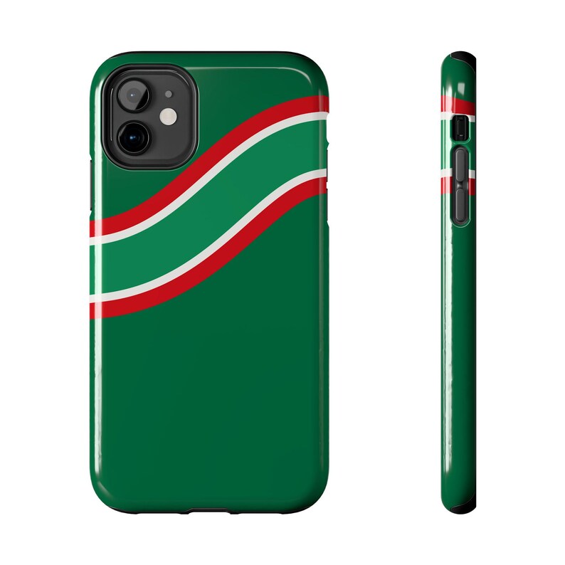 Abstract Racing Stripe Phone Case, Green White Red Geometric Cover (Bathurst Green), Retro Motorsport Gift image 2