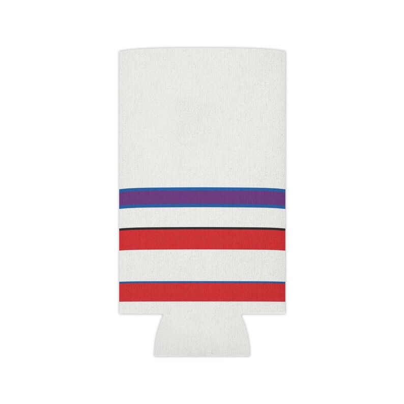Abstract Racing Stripe Can Cooler, Light Blue Violet Red Geometric Can Insulator (Bavarian Three), Motorsport Gift image 6