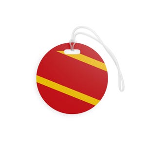 Abstract Racing Stripe Luggage Tag, Racing Red Shield Yellow Geometric Bag Tag (Modena Red), Travel Gift for Him image 7