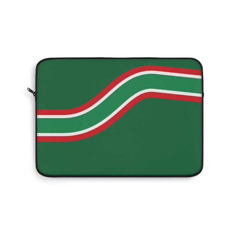 Abstract Racing Stripe Laptop Sleeve, Green White Red Geometric Laptop Case (Bathurst Green), Gift for Car Lovers image 5