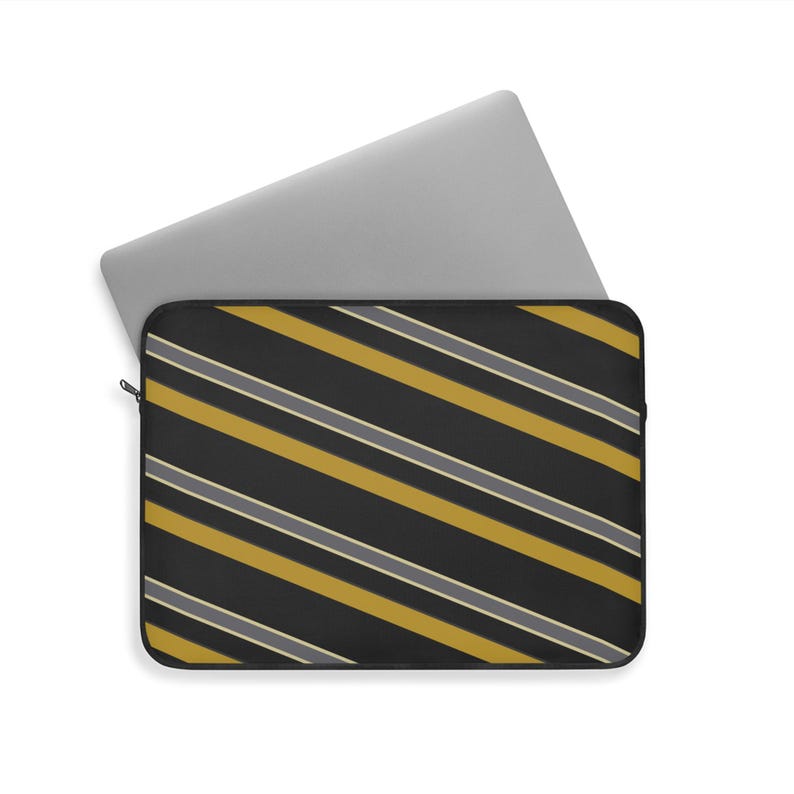 Abstract Racing Stripe Laptop Sleeve, Black Gold Geometric Laptop Case (Midnight and Gold), Gift for Car Lovers image 9