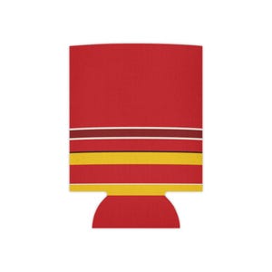 Dosenkühler mit abstraktem Rennstreifenmuster, rot-gelber geometrischer Dosenisolator (Modena-Rot), Motorsport-Geschenk Bild 3