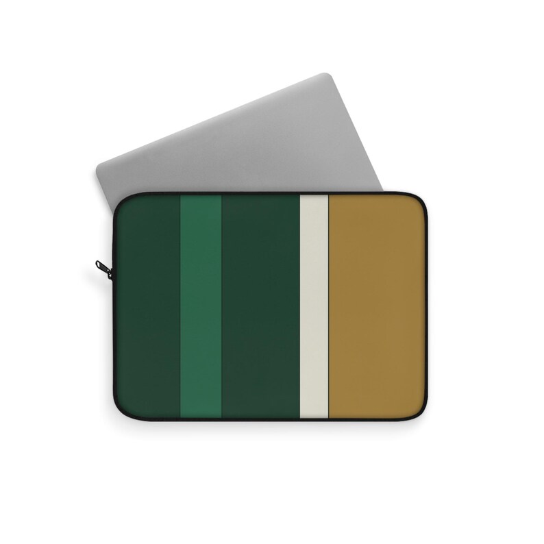 Abstract Racing Stripe Laptop Sleeve, British Racing Green Brass Geometric Laptop Case (Brooklands Green), Gift for Car Lovers imagem 3