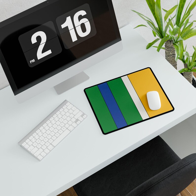 Abstract Racing Stripe Desk Mat, Green Yellow Blue Geometric Desk Pad (Enstone ’92), Gift for Car Lovers image 8