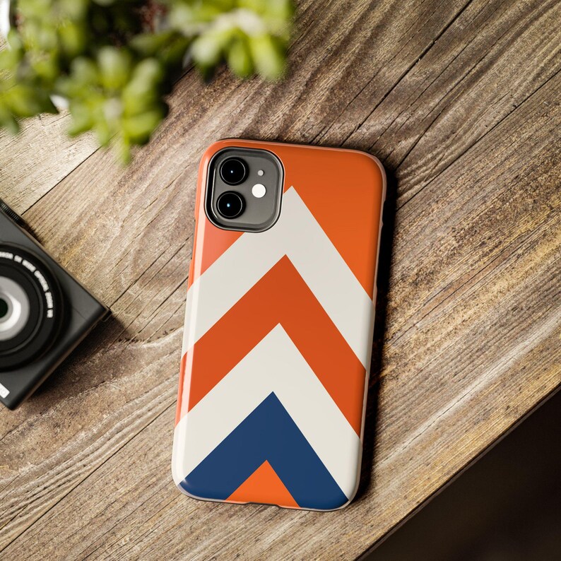 Abstract Racing Stripe Phone Case, Orange Deep Blue Geometric Cover (Zandvoort Orange), Retro Motorsport Gift imagen 7