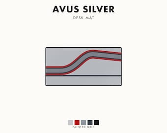 Abstract Racing Stripe Desk Mat, Silver Racing Red Geometric Desk Pad (Avus Silver), Gift for Car Lovers