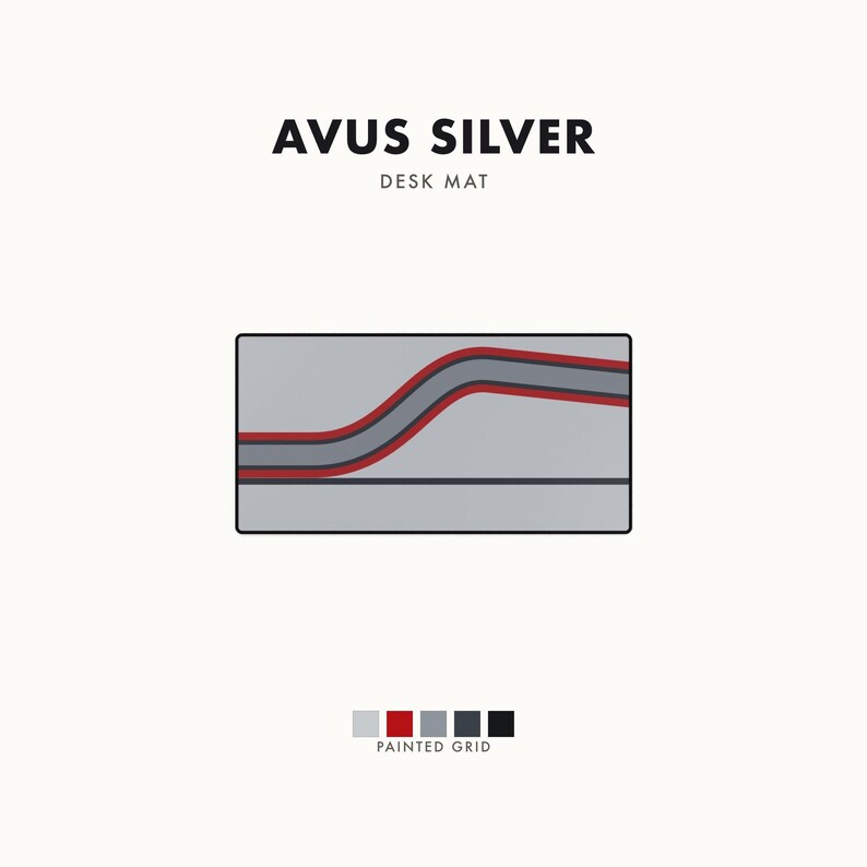 Abstract Racing Stripe Desk Mat, Silver Racing Red Geometric Desk Pad (Avus Silver), Gift for Car Lovers Bild 1