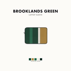 Abstract Racing Stripe Laptop Sleeve, British Racing Green Brass Geometric Laptop Case (Brooklands Green), Gift for Car Lovers imagem 1