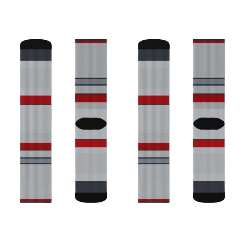 Abstract Racing Stripe Socks, Silver Racing Red Novelty Dress Socks (Avus Silver), Motorsport Gift for Him image 3