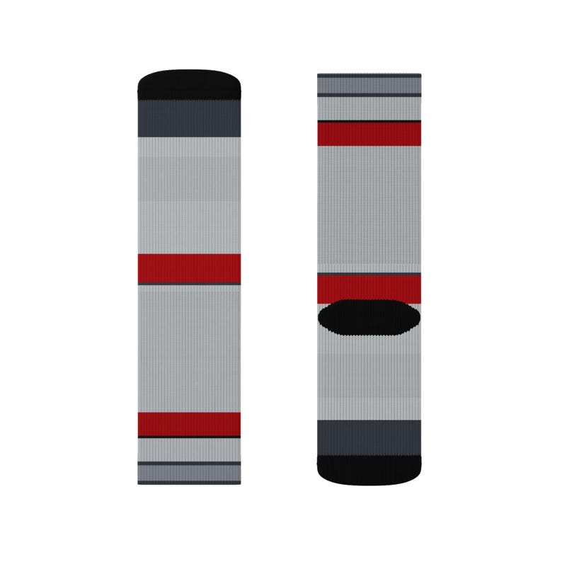 Abstract Racing Stripe Socks, Silver Racing Red Novelty Dress Socks (Avus Silver), Motorsport Gift for Him image 12