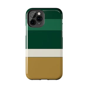 Abstrakcyjne etui na telefon z wyścigowymi paskami, mosiężna geometryczna obudowa w kolorze British Racing Green (Brooklands Green), prezent w stylu retro Motorsport zdjęcie 9