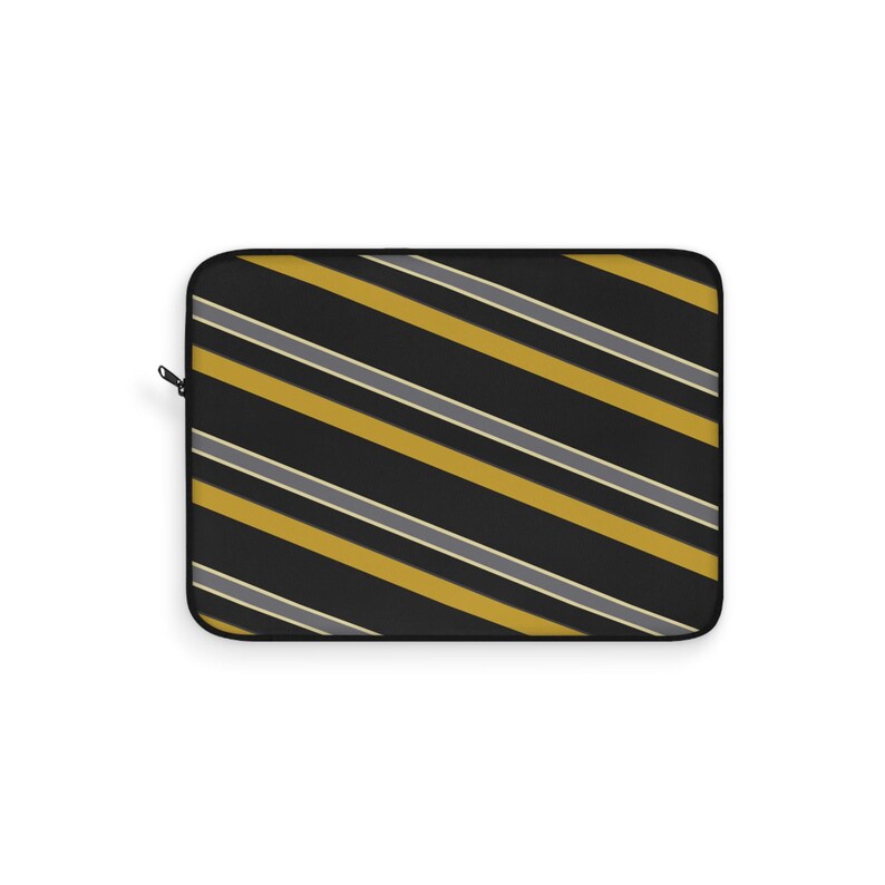Abstract Racing Stripe Laptop Sleeve, Black Gold Geometric Laptop Case (Midnight and Gold), Gift for Car Lovers image 2
