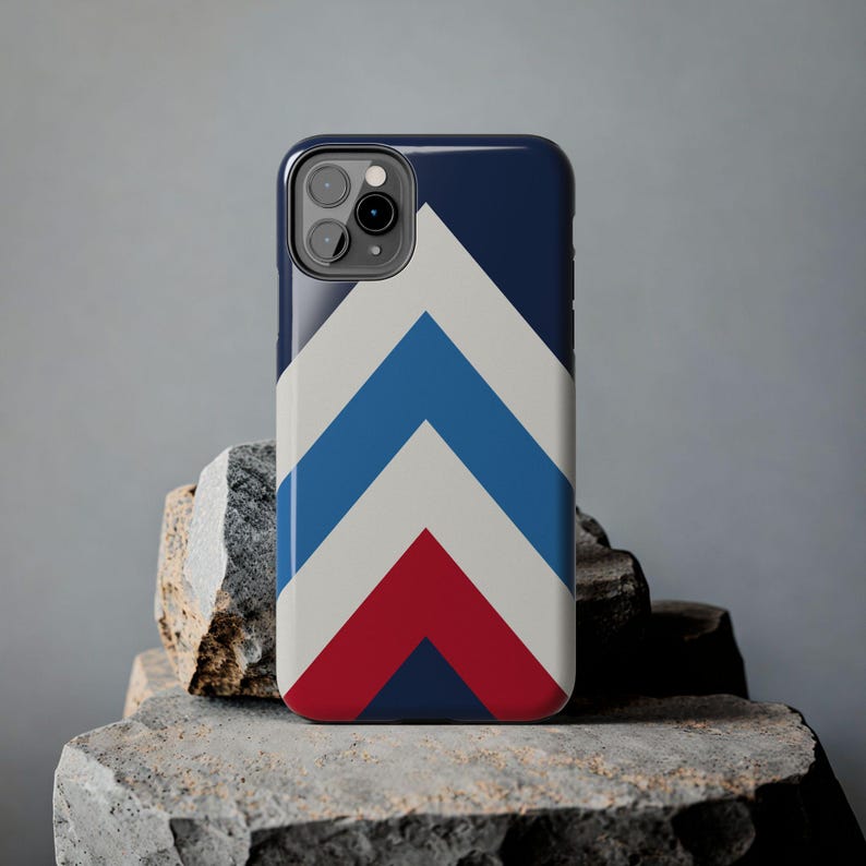 Abstract Racing Stripe Phone Case, Navy Azure Signal Red Geometric Cover (Riviera Stripe), Retro Motorsport Gift image 18