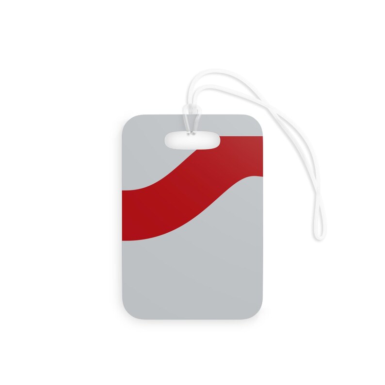 Abstract Racing Stripe Luggage Tag, Silver Racing Red Geometric Bag Tag (Avus Silver), Travel Gift for Him image 3