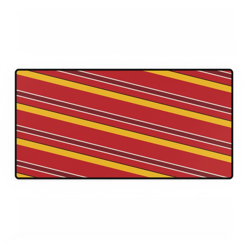 Abstract Racing Stripe Desk Mat, Racing Red Shield Yellow Geometric Desk Pad (Modena Red), Gift for Car Lovers image 2