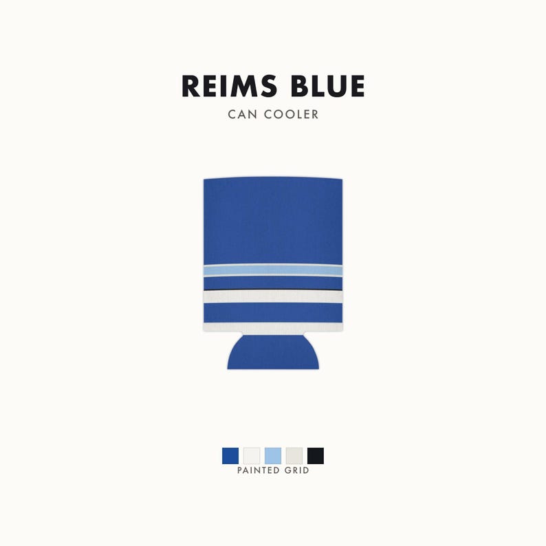 Abstract Racing Stripe Can Cooler, French Racing Blue Bone Geometric Can Insulator (Reims Blue), Motorsport Gift image 1