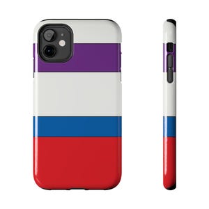 Abstract Racing Stripe Phone Case, Light Blue Violet Red Geometric Cover (Bavarian Three), Retro Motorsport Gift image 2