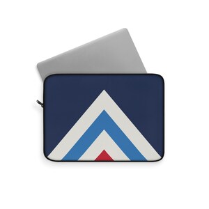 Abstract Racing Stripe Laptop Sleeve, Navy Azure Signal Red Geometric Laptop Case (Riviera Stripe), Gift for Car Lovers image 3