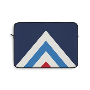 Abstract Racing Stripe Laptop Sleeve, Navy Azure Signal Red Geometric Laptop Case (Riviera Stripe), Gift for Car Lovers image 5