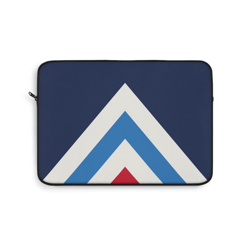 Abstract Racing Stripe Laptop Sleeve, Navy Azure Signal Red Geometric Laptop Case (Riviera Stripe), Gift for Car Lovers image 5