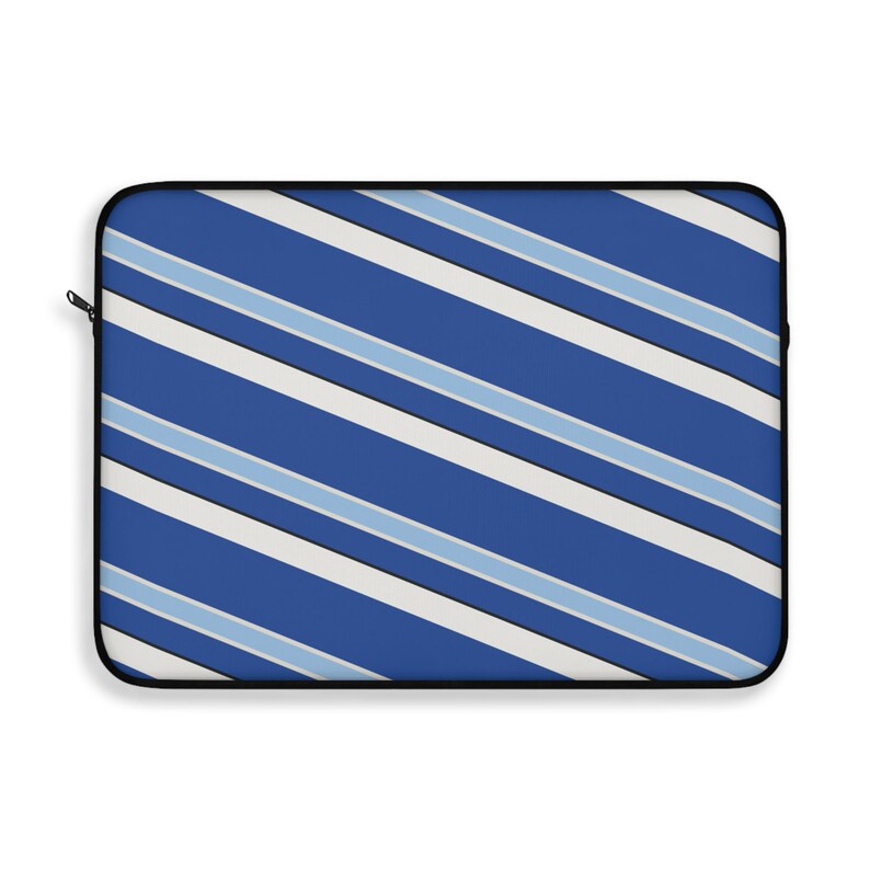 Abstract Racing Stripe Laptop Sleeve, French Racing Blue Bone Geometric Laptop Case (Reims Blue), Gift for Car Lovers image 8