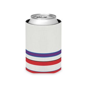 Abstract Racing Stripe Can Cooler, Light Blue Violet Red Geometric Can Insulator (Bavarian Three), Motorsport Gift image 5