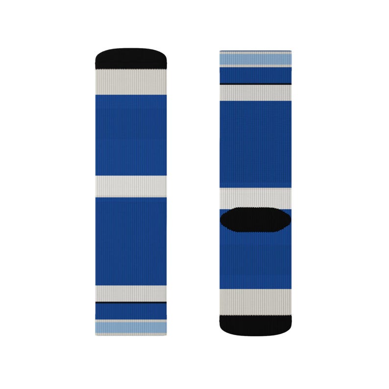 Abstract Racing Stripe Socks, French Racing Blue Bone Novelty Dress Socks (Reims Blue), Motorsport Gift for Him image 13