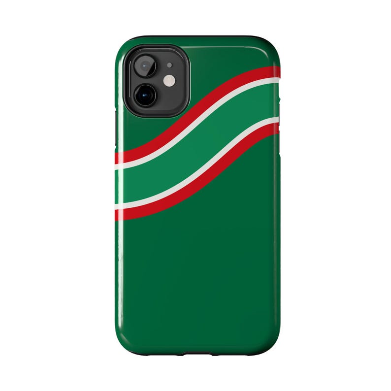 Abstract Racing Stripe Phone Case, Green White Red Geometric Cover (Bathurst Green), Retro Motorsport Gift image 3