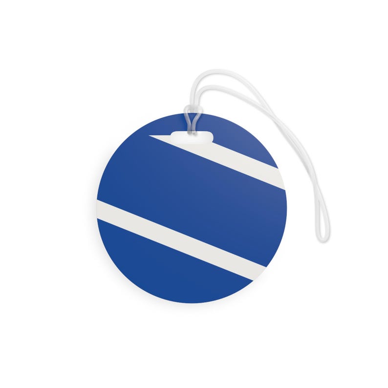 Abstract Racing Stripe Luggage Tag, French Racing Blue Bone Geometric Bag Tag (Reims Blue), Travel Gift for Him image 7