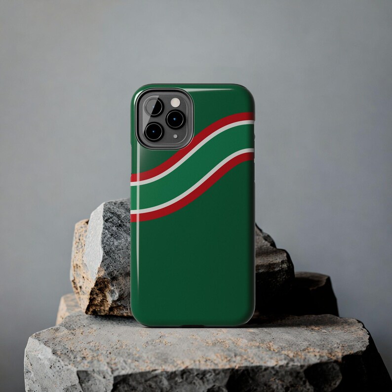 Abstract Racing Stripe Phone Case, Green White Red Geometric Cover (Bathurst Green), Retro Motorsport Gift image 12