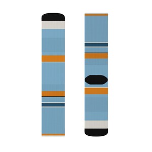 Abstract Racing Stripe Socks, Powder Blue Marigold Novelty Dress Socks (Sarthe ’68), Motorsport Gift for Him image 9
