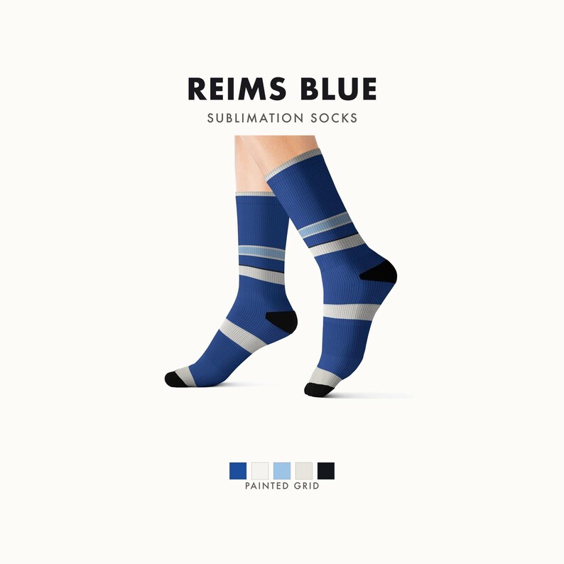 Abstract Racing Stripe Socks, French Racing Blue Bone Novelty Dress Socks (Reims Blue), Motorsport Gift for Him image 1
