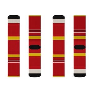 Abstract Racing Stripe Socks, Racing Red Shield Yellow Novelty Dress Socks (Modena Red), Motorsport Gift for Him image 3